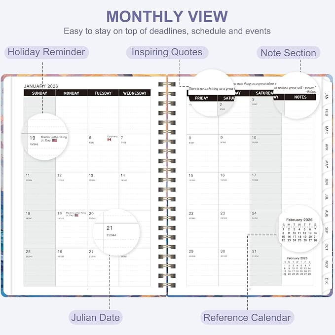 2026 Planner, Weekly and Monthly Academic Planner Calendar (JAN.2026 - DEC.2026), Planning Agenda Book, for Office Desk Accessories and School Supplies, A5(6.3" x 8.5")