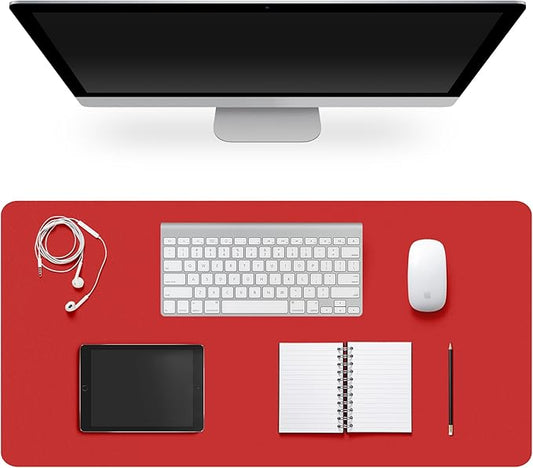 Leather Desk Pad Protector,Non-Slip Desk Pad,on-Slip PU Leather Large Mouse Pad,Easy Clean Desk Protecor Mat,Writing Pad for Office Work/Home/Decor(Red, 35.4" x 17")