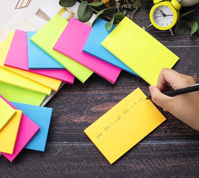 (15 Pads) Sticky Notes 3x5 in Bright Stickies Colorful Super Sticking Power Memo Pads Strong Adhesive