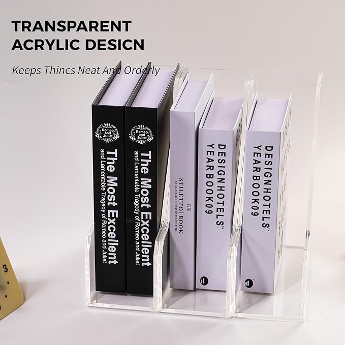Acrylic Magazine File Holders, Classroom Organization and Storage, Clear Bookend File Sorter, Desktop File Organizer, Magazine Holder Rack for Classroom, Home, and Office