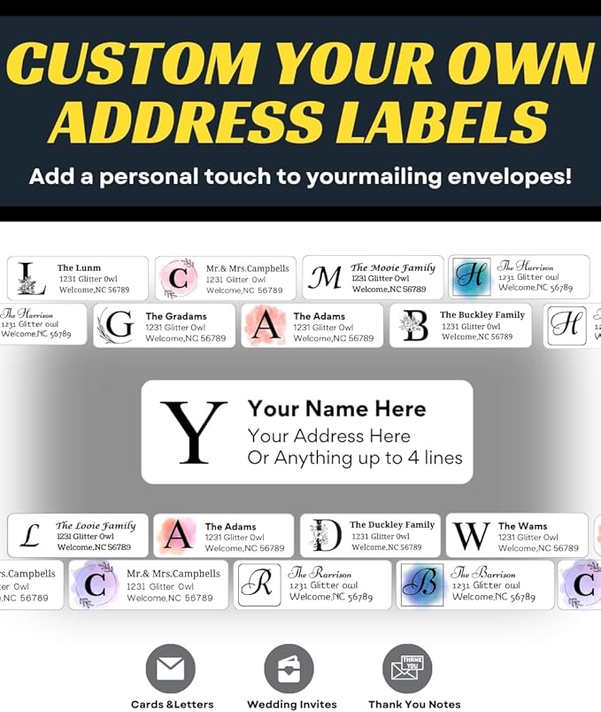 Personalized Return Address Labels - Custom Address Labels with Monogram (60-1000 Labels)