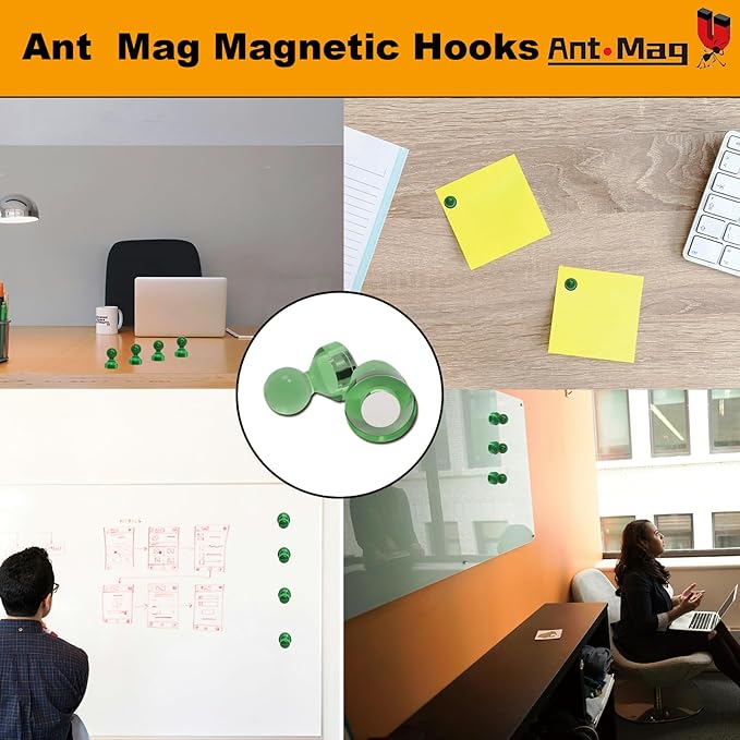 Ant Mag Magnetic Push Pins 48pcs Strong Whtieboard Pins Magnets Perfect Use for Map Fridge Kitchen Home Office Classroom