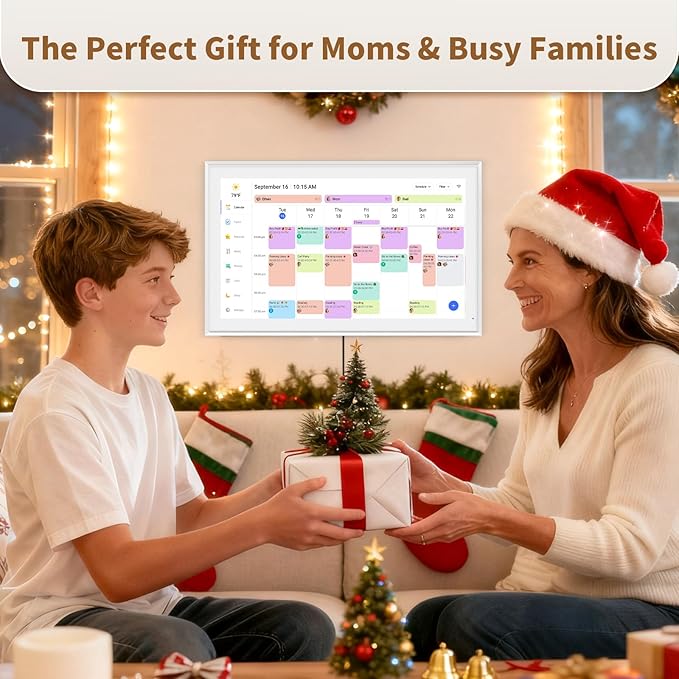 Canupdog 15.6 Inch Digital Calendar, Electronic Planner & Chore Chart with 1920x1080P IPS Touchscreen, Task Rewards System, Interactive Display for Family Schedules, Christmas Gifts for Women Mom