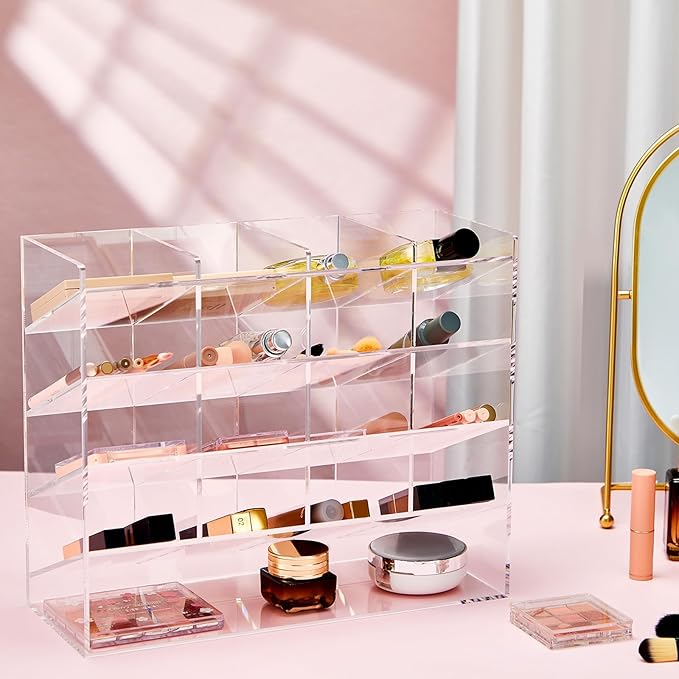 Acrylic Pen Organizer Storage for 200 Marker Vertical Marker Organizer Acrylic Pen Display Holder for Office Desk Desktop Stationery Pencil Storage, Clear, 13 x 5 x 10.2 Inch