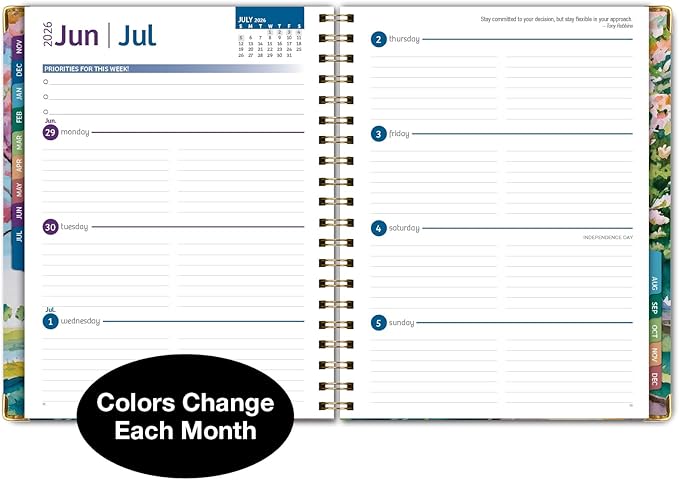 HARDCOVER 2026 Planner, 8.5"x11": 14 Months (November 2025 - December 2026), Daily Weekly Monthly Planner, Yearly Agenda, Bookmark, Pocket Folder and Sticky Note Set (Watercolor Tree)