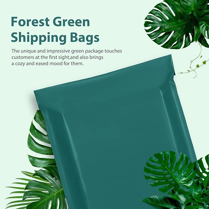 Fuxury Large Poly Mailers 24x24 Inch 100 Pcs, Waterproof Shipping Bags for Clothing, Strong Adhesive Shipping Envelopes for Small Business, Self Seal Mailers Poly Bags Mailing Bags Forest Green