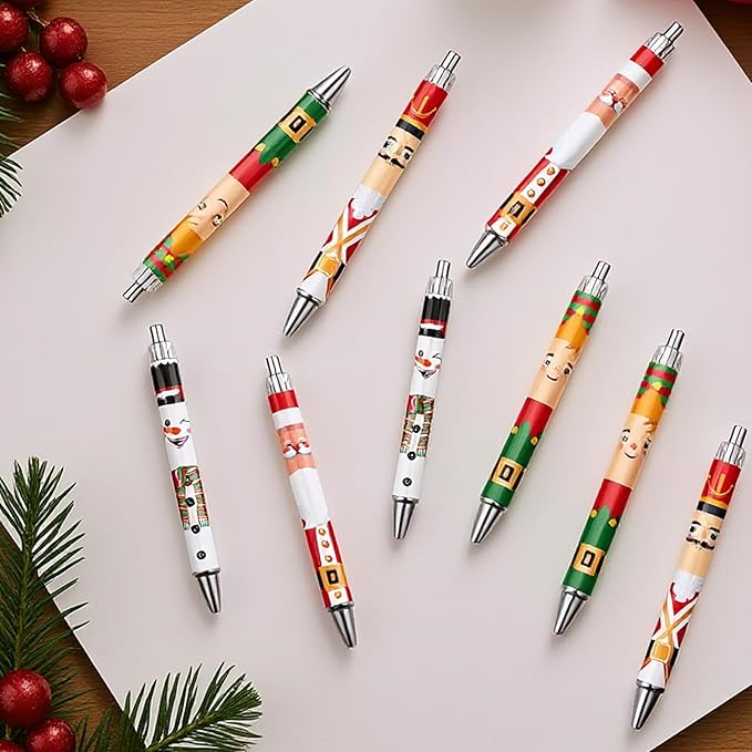 Christmas Characters Ballpoint Pens Gifts - Wxiben 36 Pcs Christmas Pens Set Snowman Nutcracker Santa Retractable Smooth Writing Pen Gift for Women Men Office Classroom Home Students Party School