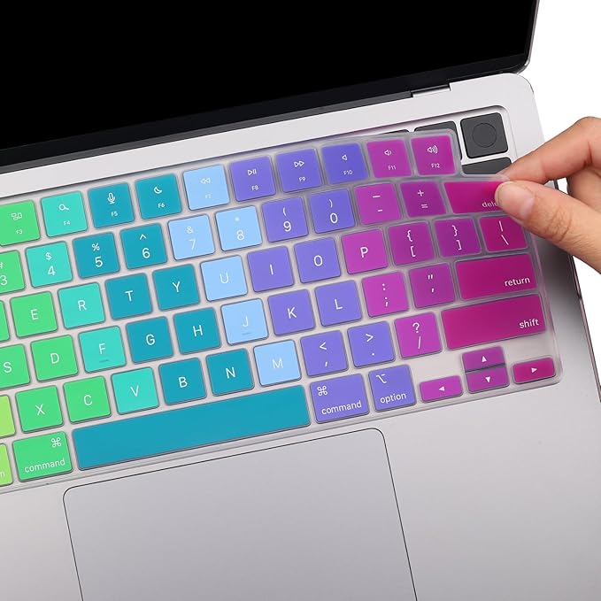 2 Pack Keyboard Cover for 2025-2021 MacBook Pro 14" 16" M5 M4 M3 M2 M1 Pro/Max, 2025-2023 MacBook Air 13" 15" M4 M3 M2, Ultra Thin Keyboard Skin for 14.2" 16.2" MacBook Pro /13.6" 15.3" US-Rainbow