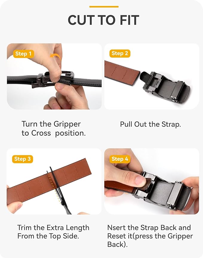 CHAOREN Mens Belt - Mens Ratchet Belt Leather 1 3/8" for Dress Pant - Micro Adjustable Belt Fit Everywhere