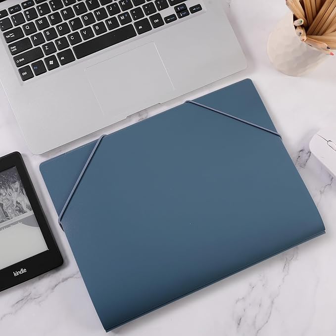 SKYDUE Accordion File Organizer, 5 Pocket Expanding File Folders with Pockets, Document Organizer, Portable Paper Organizer，School Office Supplies Blue