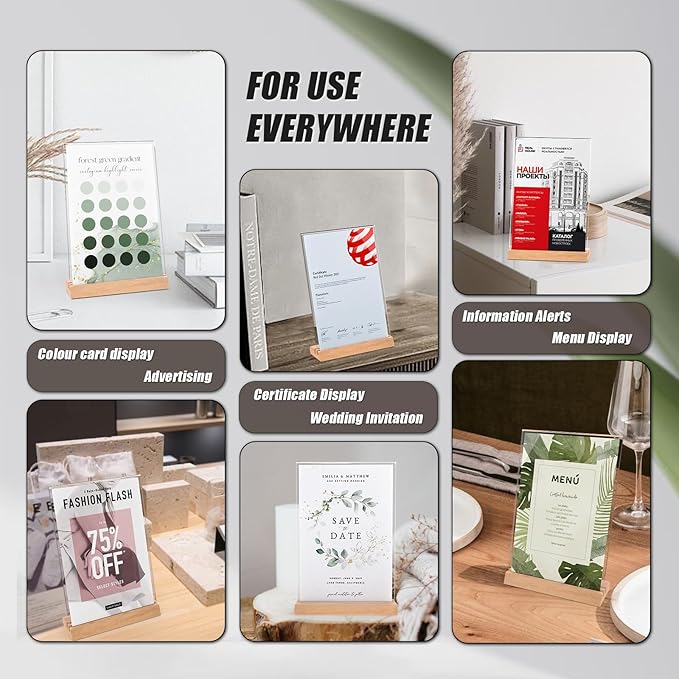 Acrylic Sign Holder 5.5 x 8.5inches, Combined L or T-Shaped dispaly, High Transparency Table Card Stand for Advertisement,Notice,Welcome,Honor,Number or other Flyers(3 packs)