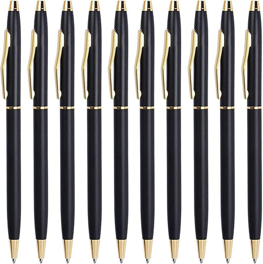 Cambond Black Pens Ballpoint Pens - Black Ink Bulk 1.0 mm Medium Point Smooth Writing Office Pens for Men Women Police Uniform Office Business, 10 Pack (Black)