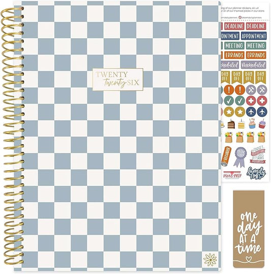 bloom daily planners 2026 Planner (January to December) - 8.5” x 11” Weekly & Monthly Dated Agenda Organizer Book with Stickers & Tabs - Flexible Soft Cover - Checkered