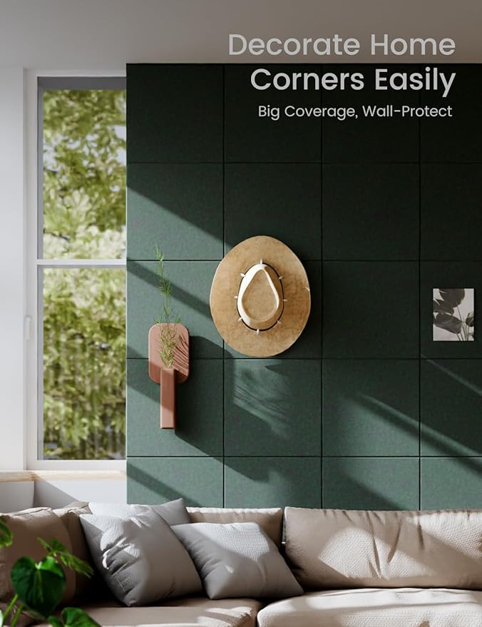 Large Felt Bulletin Board 36" x 24"Cork Board Alternative - 6 Pack with 40 Safe Removable Adhesive Tabs, Cork Boards for Walls Cork Board for Home Office Classroom Pin Board (Aurora Green)