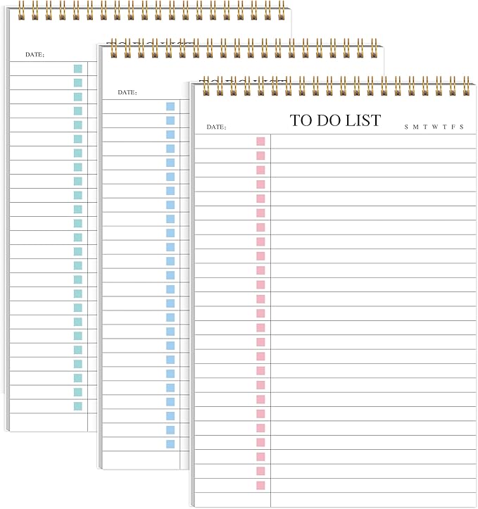 3Pcs To Do List Notepad,Undated Daily Planner Notebook With To Do List Notepad,Planner Spiral Checklist for School Office A5 Size