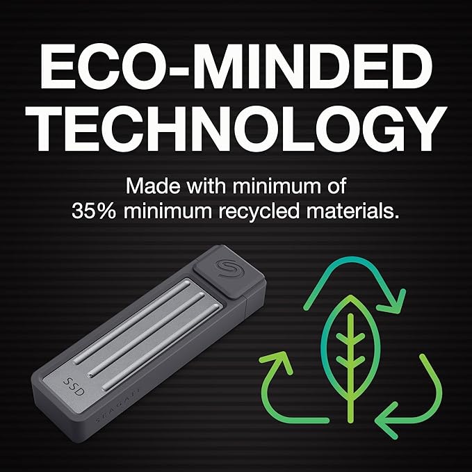 Seagate Ultra Compact 1TB, Portable SSD, 1000MB/s, USB-C, USB 3.2 Gen2, IP54 Water Dust and 3m Drop Resistant, Windows/Mac/iPhone/iPad/Android Phone/Tablet/PS4/PS5/Xbox Compatibility (STMX1000400)