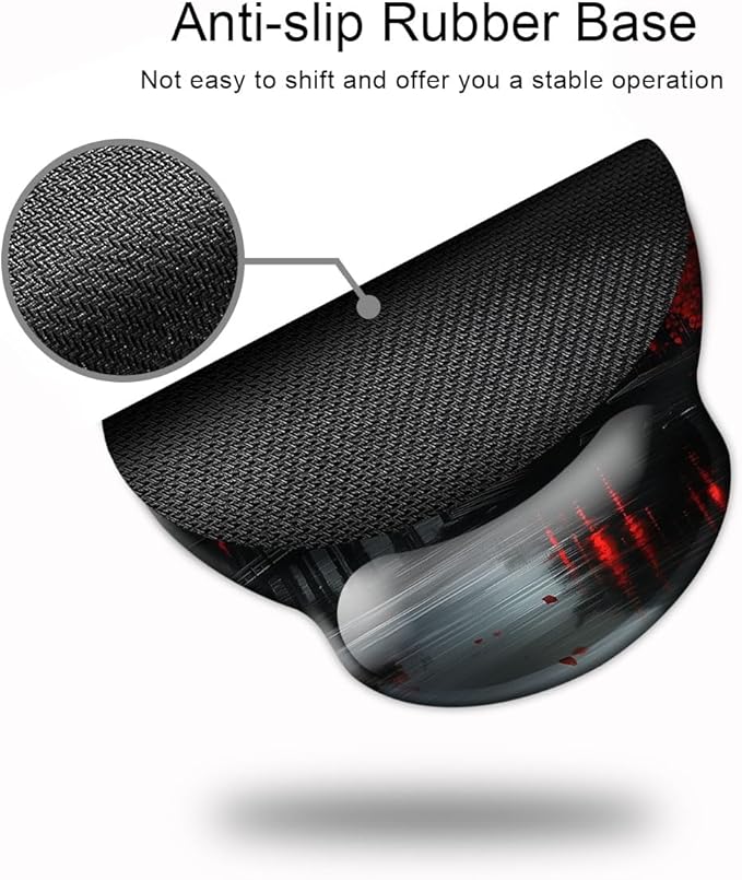 Ergo Comfort Gel Wrist Rest Mouse Pad-Ergonomic Office Mousepad with Wrist Support-Non-Slip, Design Desk Accessories Mat for Home&Game Decor Full Moon