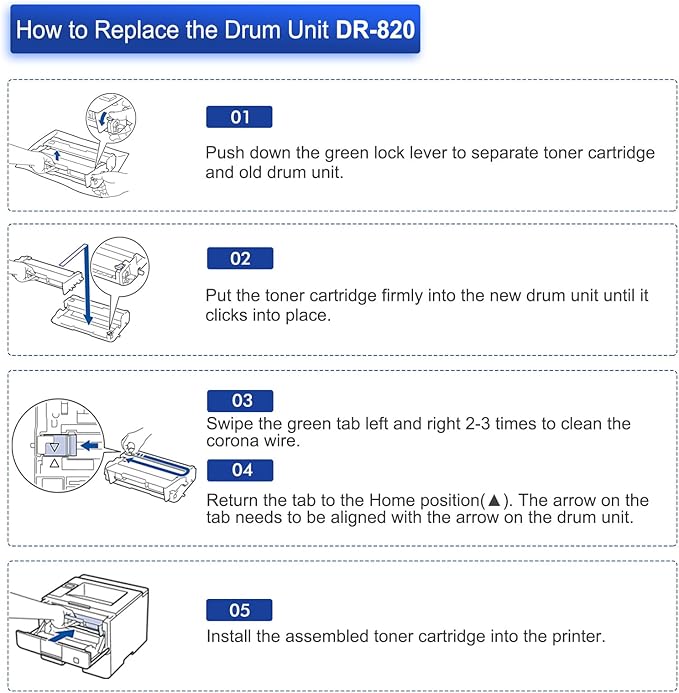 DR820 Drum Unit DR-820 DR 820 HL-L6200DW Compatible Replacement for Brother DR820 for HL-L6200DW HLL6200DW L6200DW MFC-L5850DW MFC-L5900DW MFC-L5700DW HL-L5200DW L5200DWT Printer Drum Unit 2PK