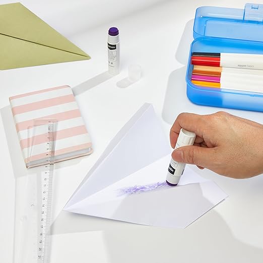 Amazon Basics Purple Washable School Glue Sticks, Dries Clear, 0.21-oz Stick, 2-Pack