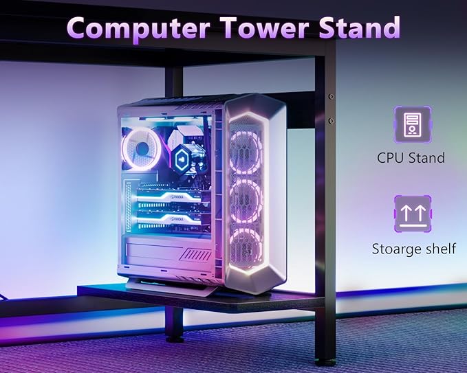 Coleshome 66" L Shaped Gaming Desk, Corner Computer Desk, Sturdy Home Office Computer Table, Writing Desk, Larger Gaming Desk Workstation, Black