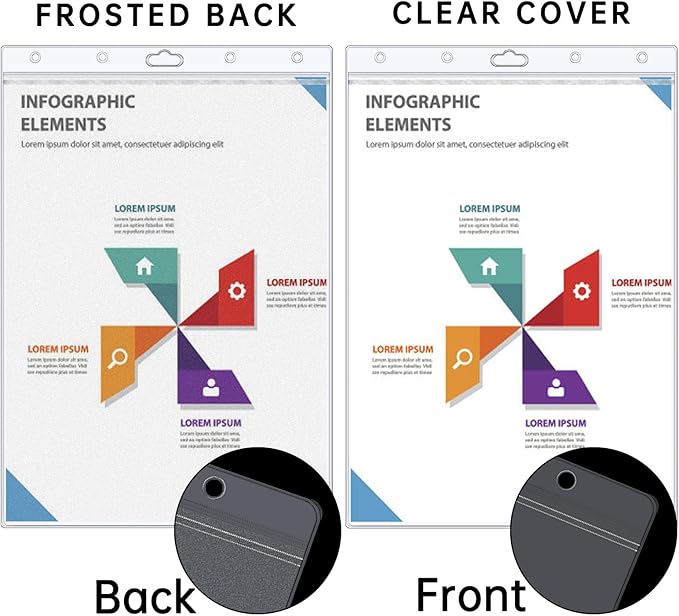 6PCS Hard Sheet Protectors 8.5" x 11" Waterproof Resealable Zip Paper Page Protectors Clear Rigid Plastic Sleeves for Photos Certificate, Heavy Duty Document Holder Wall Sign Holder, Vertical