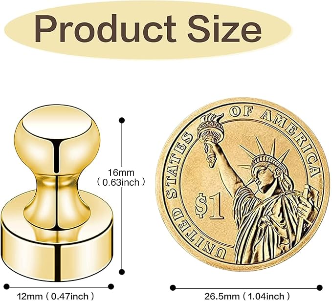 LOVIMAG Fridge Magnets 50Pcs Refrigerator Whiteboard Small Strong Magnet Classroom Kitchen Accessories Decorative Locker Set Decor Must Haves Office Calendar Refrigerador Magnetic Cute Crafts Gold