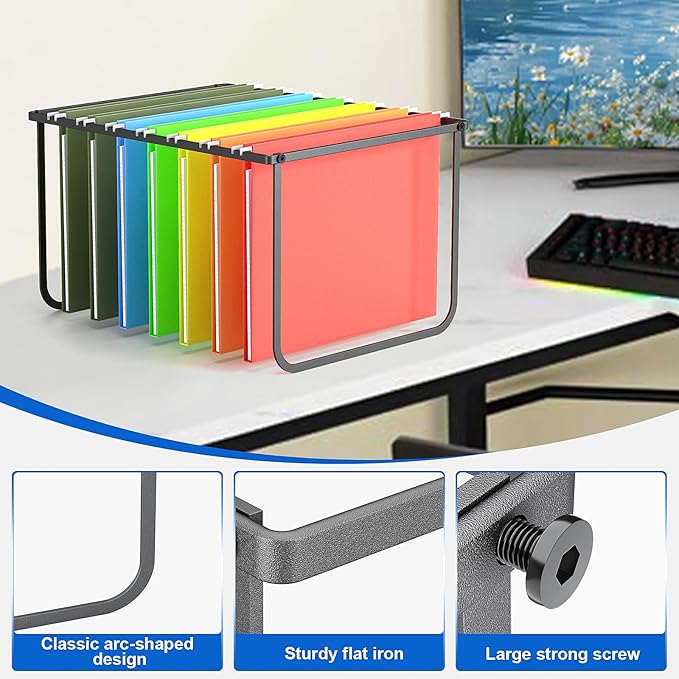 2 Pack Legal and Letter Size Hanging File Folder Frame,Hanging File Folder Holder for Desktop Organizer,Metal Rack for Filing Cabinet or File Drawer, 12.4” Wide x 15.3” Long x 9.4" Height