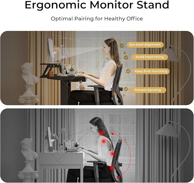 COMHOMA Electric Standing Desk with Drawers, 55 x 24 Inch Sit Stand up Desk with Monitor Stand, Laptop Stand, Height Adjustable Home Office Computer Desks with Memory Preset Controller (Ebony Black)