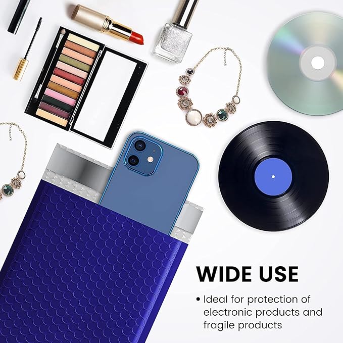 Fuxury Bubble Mailer,100Pcs 6x10" Bubble Mailers Royal Blue Shipping Padded Envelopes Usable Size 6x9" Opaque Mailing Envelopes Bubble Padded for Mailing,Packaging, Small Business,Bulk #0