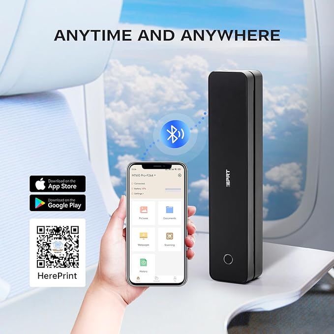 iDPRT Portable-Printer Wireless for Travel, 300DPI Inkless-Thermal-Small-Printer for Home Use, Office, Vehicles, Mobile Bluetooth Printers Supports 8.5" x 11" US Letter&A4&A5 Size, for Phone & PC