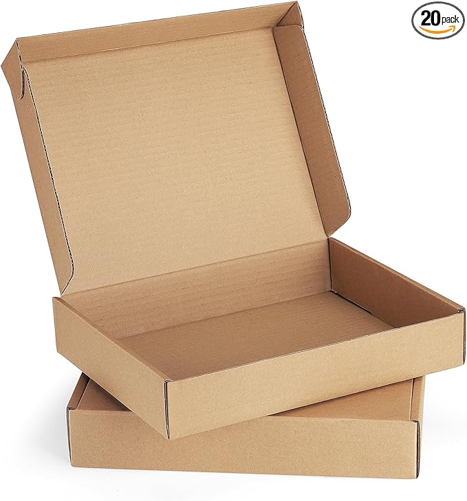 Eupako 13x10x2" Brown Shipping Boxes Corrugated Box Mailers 20 Pack Cardboard Shipping Boxes for Small Business, Mailing