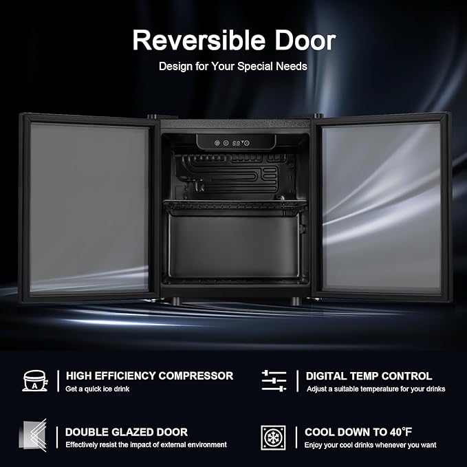 Antarctic Star 12 Bottle 48 Can Wine Cooler/Cabinet Beverage Refrigerator Mini Fridge Low Noise Clear Glass Door Counter Top Cellar for Beer Soda Bar 1.3 cu.ft Black