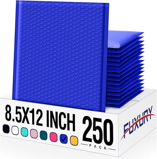 Fuxury Bubble Mailers 8.5x12 Inch 250 Pack Royal Blue Large Bubble Envelopes Bulk Opaque Cushioning Mailer for Small Business Mailing Books Clothes Makeup Supplies #2
