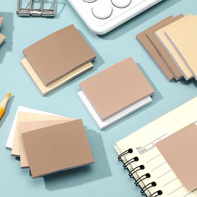 Fainne 60 Pads Sticky Notes Bulk 1.5 x 2 Inch Mini Self Stick Note Small Assorted Bright Colors Paper Memo for Office School Notebook Supplies 50 Sheets/pad (Simple Style,Khaki Series)