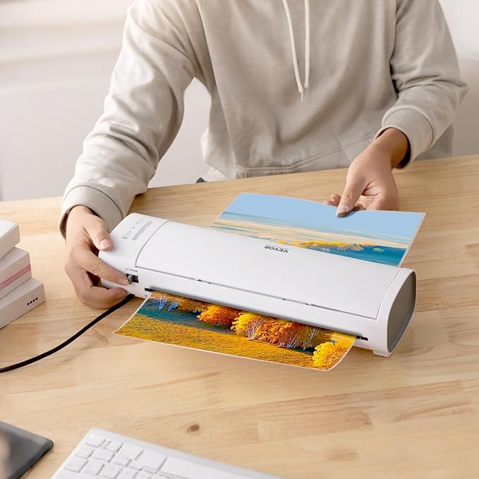 VEVOR Laminator Machine, Cold and Hot Laminator for Max A3 Paper Size, 1 min Quick Warm Thermal Laminator, 3-5 mil Thickness, Ideal for Home, Office, Business, or School Supplies, White + Grey