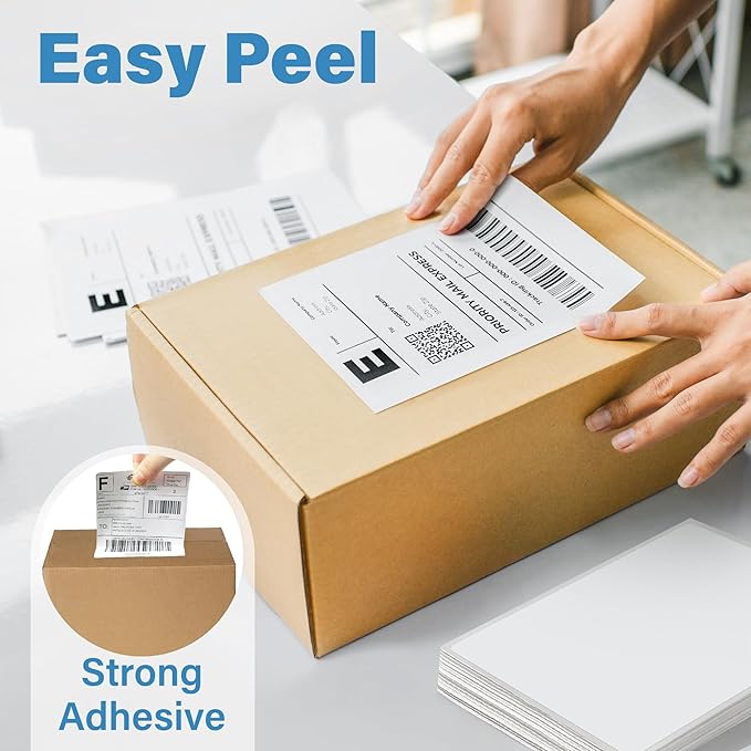 LotFancy 4x6 Thermal Labels, 3600 Shipping Labels Fanfold, 2 Stacks (1800 PCS per Stack), Perforated Mailing Postage Label, Permanent Adhesive, Address Label Compatible with Zebra, Rollo, Munbyn