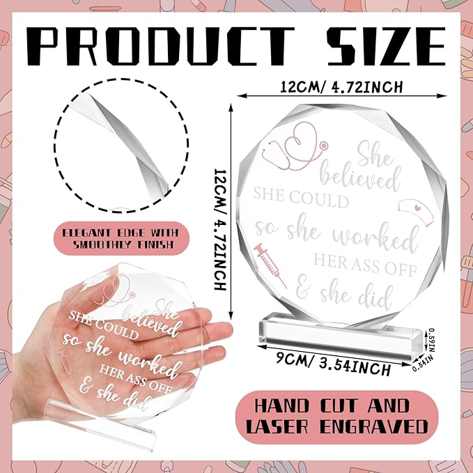 Yulejo Nurse Gifts for RN Christmas Nurses Gifts for Women Nurses Week Gifts Nurse's Day Appreciation Gift Crystal Table Centerpieces Nursing Keepsakes Paperweight for Doctor School Decor (Octagon)