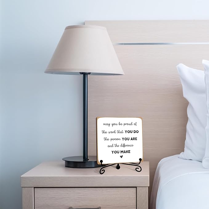 Home Office Desk Decor Wood Plaque with Stand, Coworker Gifts For Women Men Retirement Gifts Going Away Gift Leaving Gifts For Coworker Boss Leader Colleague Friends -A26