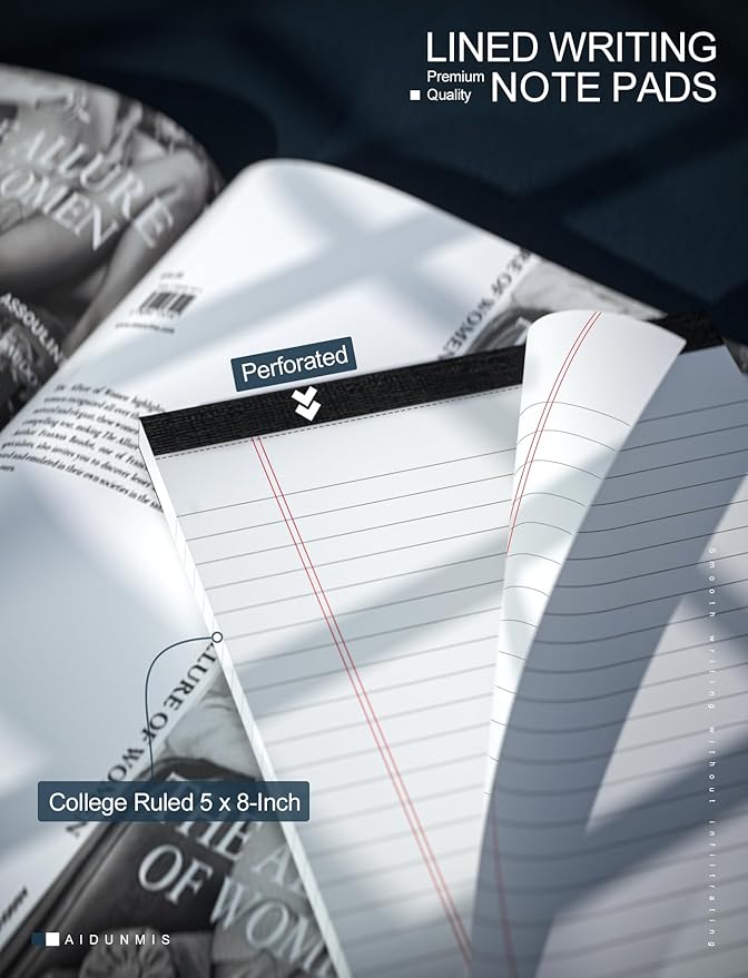 3 Pack Small Legal Pads 5x8 White Notepads Paper Tablets 5x8 Legal Pad 80 GSM Lined Note Pads of Paper 5x8 College Ruled Writing Pads 30 Sheets/Pad, 25 Lines Note Pads for School, Office