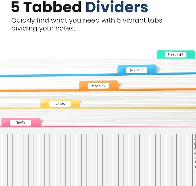 Hardcover Spiral Journal Notebooks for Work With Removable Dividers & Tabs, 8.5"x11" 5 Subject Notebook for Note Taking & Organizer, A4 College Ruled Lined Journal for Women & Writing, Garden of Whimsy, 280 Pages