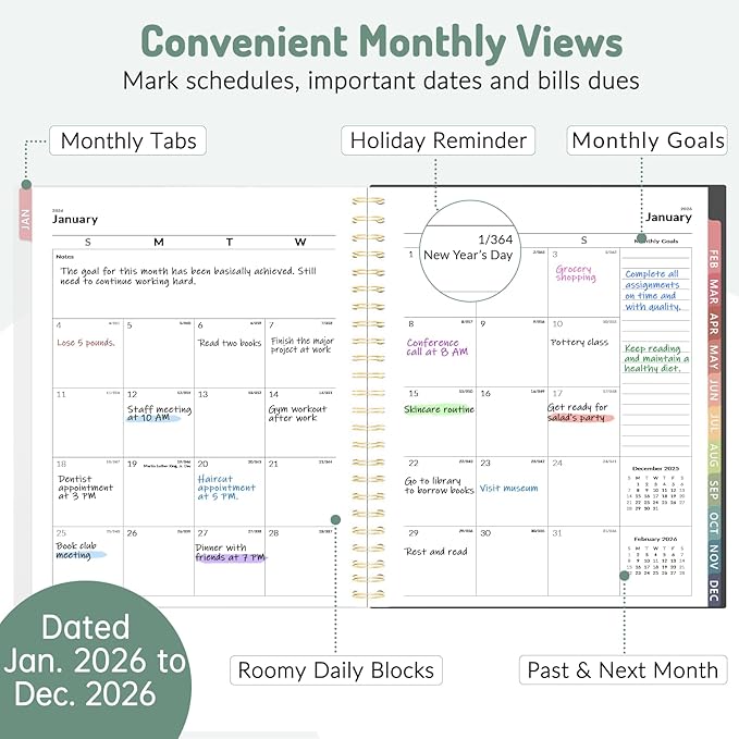 Appointment Book 2026 Planner, Forvencer Daily Weekly & Monthly Calendar Planner (Jan 2026-Dec 2026), 6" x 8", Hourly Agenda Book with 30 Minute Increments, Flexible Cover Planning with Inner Pocket, Organizer Notebook for Office School Supplies, A5, Blue