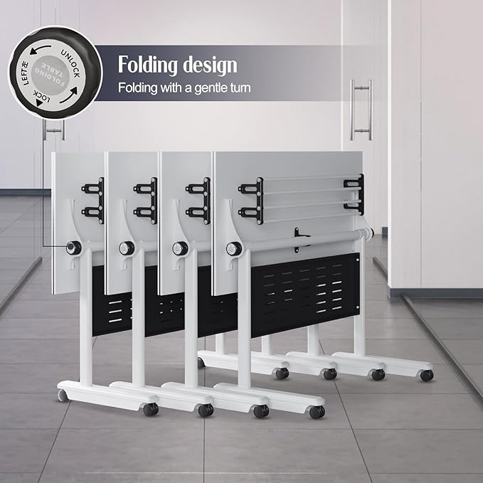 8Pack Conference Room Table, Folding Conference Table for Office Classroom, Mobile Training Tables with Casters Silent Wheels, Large Rectangular Convertible Modular Seminar Tables (L70.9in)