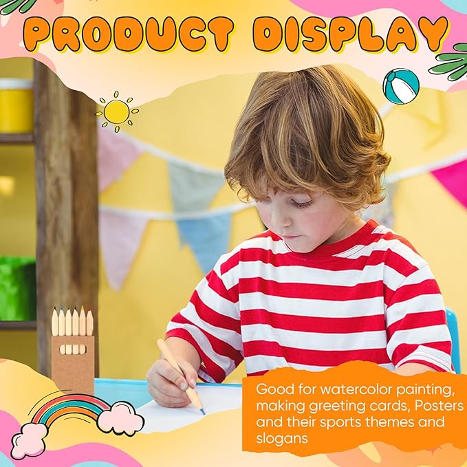 Faccito 10 Packs Mini Drawing Colored Pencils for Kids 3.5 Inch Portable Short Fat 6 Different color Pre Sharpened Pencils in Bulk for Children Painting Classroom School Supplies