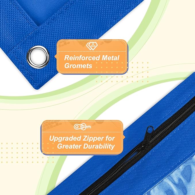 Shemira Pencil Pouch for 3 Ring Binder, Binder Pencil Pouch with Smooth Zipper, Clear Window Pencil Case for Binder, Zipper Pencil Pouches, Big Capacity 3 Ring Binder Pencil Bag, Azure Blue