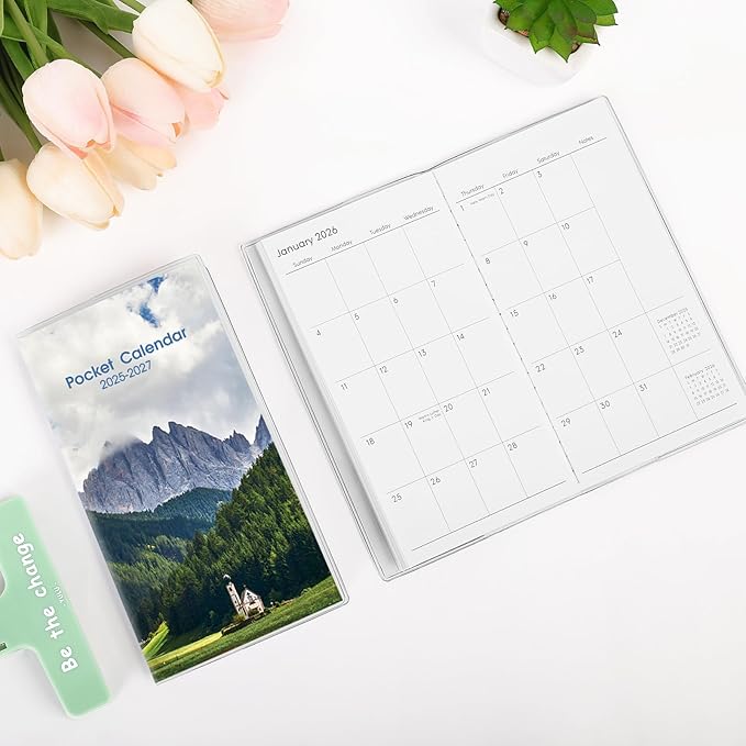 Pocket Calendar 2026-2027, Monthly Planner 2025-2027 - 3.7" x 6.7" - Runs from July 2025 Until December 2027, 2026 Pocket Calendar with PVC Cover for Organizing & Planning