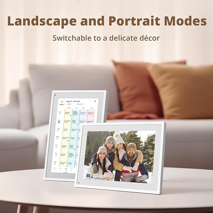 Dragon Touch 10.1 inch Digital Calendar Chore Chart – Interactive Touchscreen, Smart Family Planner, Hearth Display Desk Digital Calendar Seamless Scheduling white