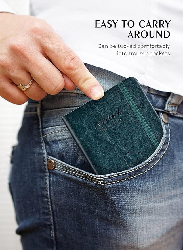 AISBUGUR Pocket Notebook, Small Notebook, 2-Pack Total 320 Pages,3.7" x 5.7" Pocket Notebook (2 Pack, dark green)