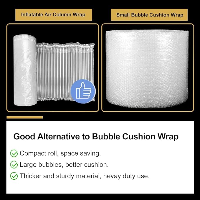 Large Bubble Cushioning Wrap for Packing, 15.75''*328' Inflatable Air Pillows for Shipping & Moving Heavy Duty Space Saving Big Box Filler, Recyclable Shipping Supplies with Pump, 55um