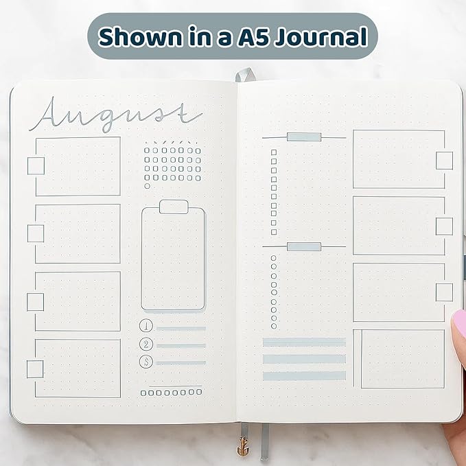 Planner Stencils Templates, Flexible 3-Piece Set for Bullet Journal and Calendar Planning, Reusable Stencils for Creating Straight Lines, Boxes, and Checkboxes in Dot Grid Journals