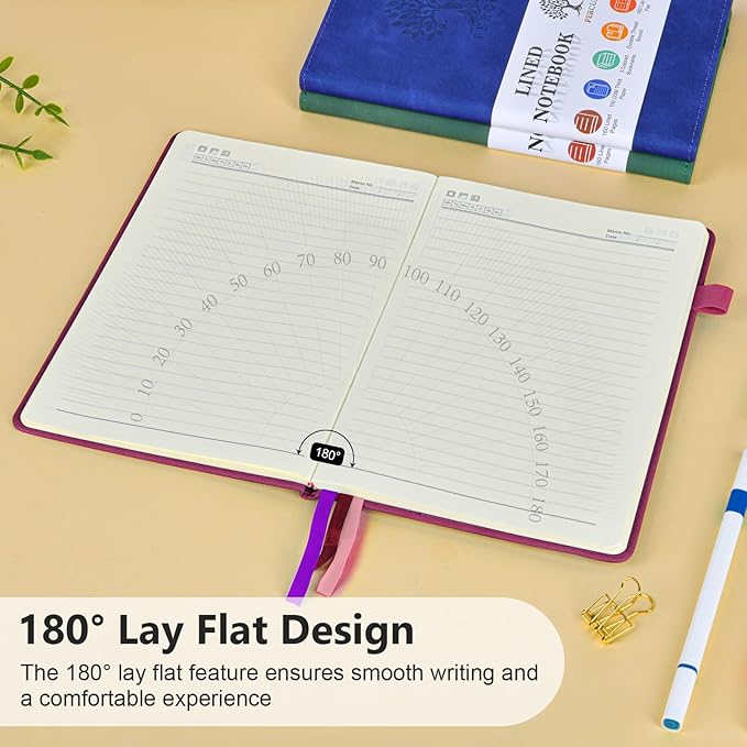 PERCUN Lined Journal Notebook for Men & Women, 160 Pages College Ruled Journal for Writing, A5 Hardcover Leather Notebooks for Work, School, Business, Travel, Daily Diary 5.9" x 8.5" - Burgundy